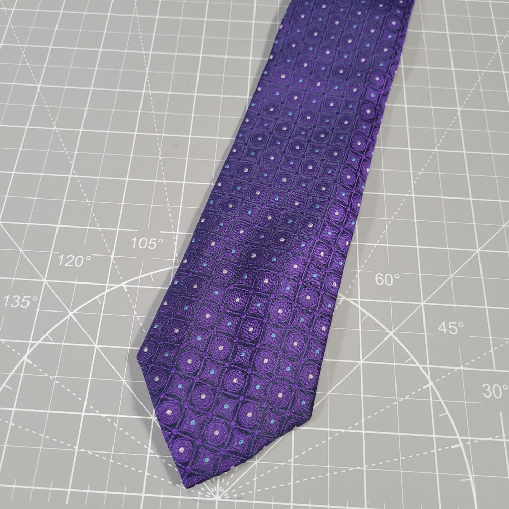 Ted Baker Necktie Purple Polka Dots 100% Silk Slim Lightweight